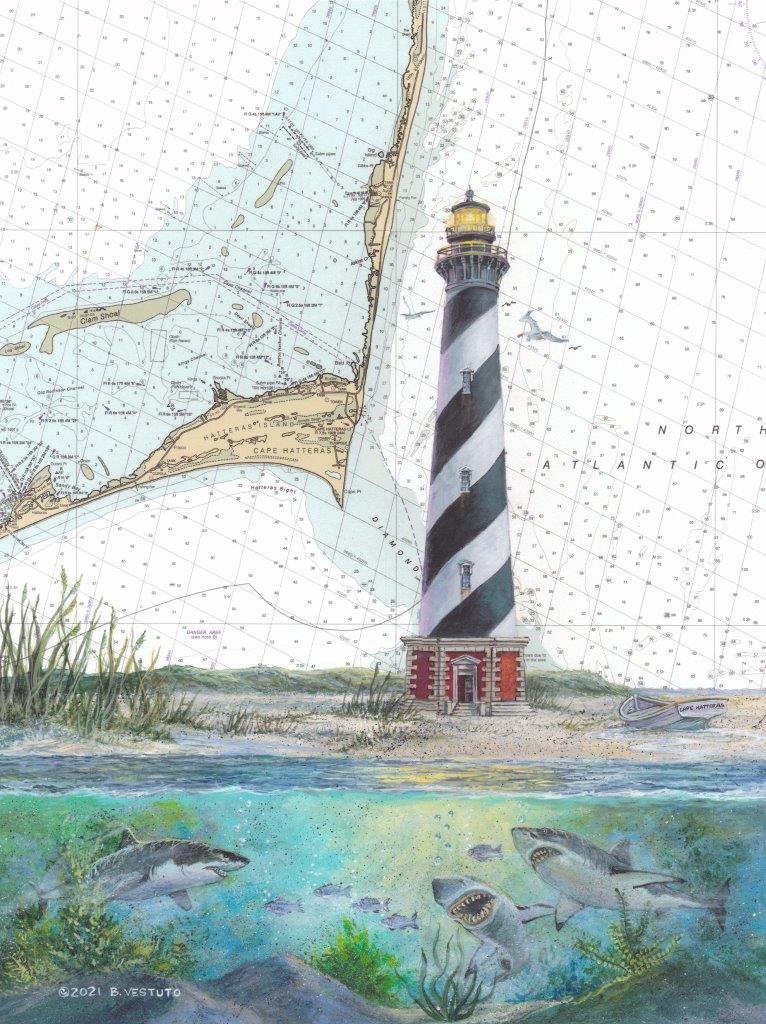Cape Hatteras Light with underwater seascape